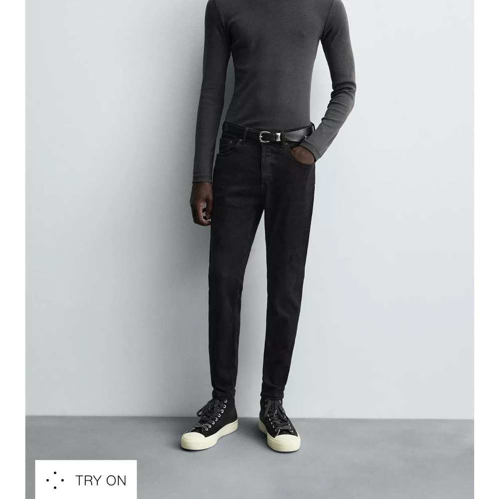 Zara Men's Black Slim Crop Jeans